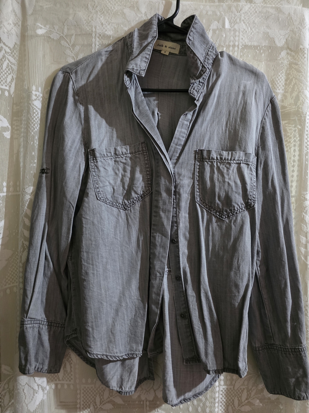 cloth & stone Washed Gray Button-Front Jean Jacket
